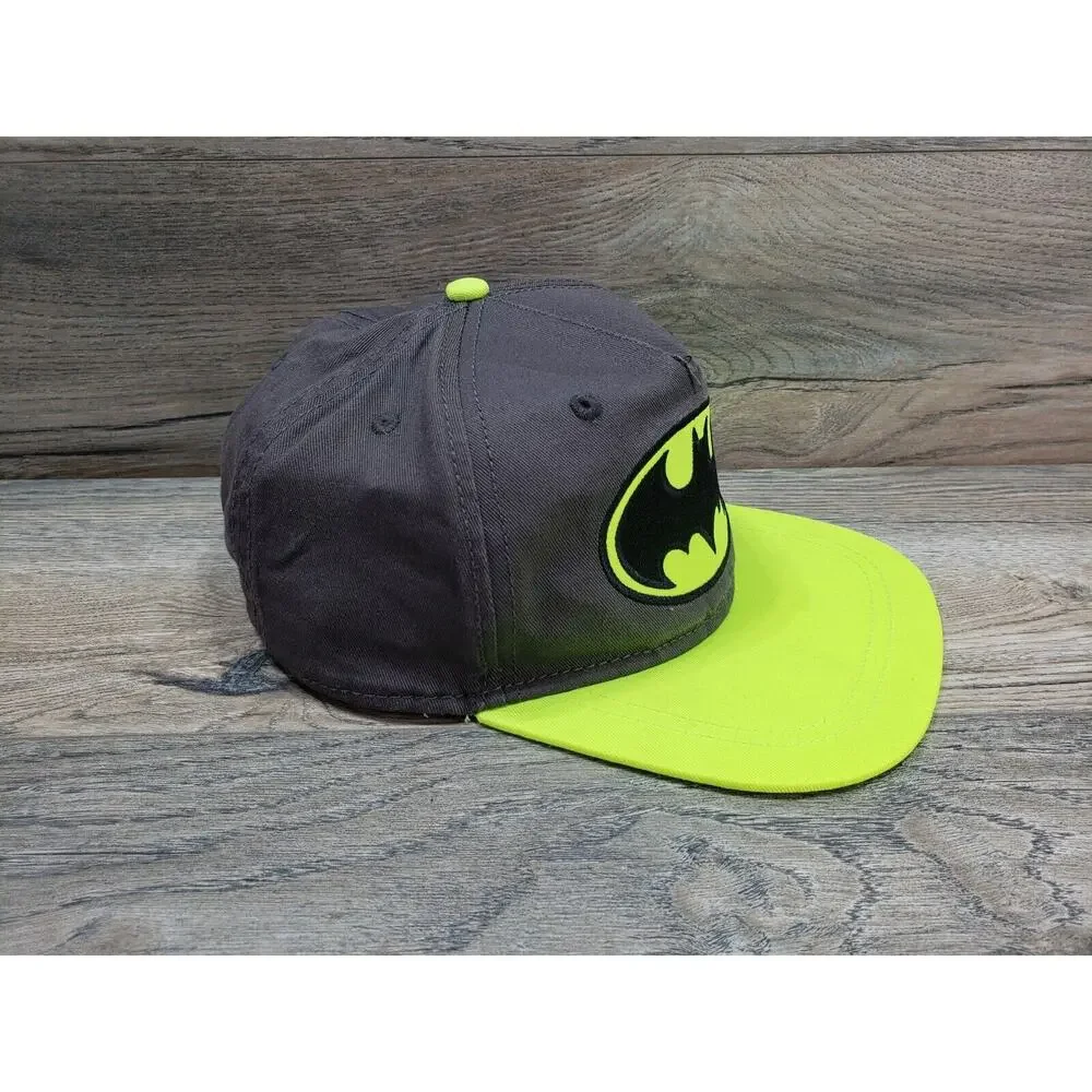 Youth OSFM Batman DC Comics Ball Cap Hat SnapBack Flat Bill Gray Green